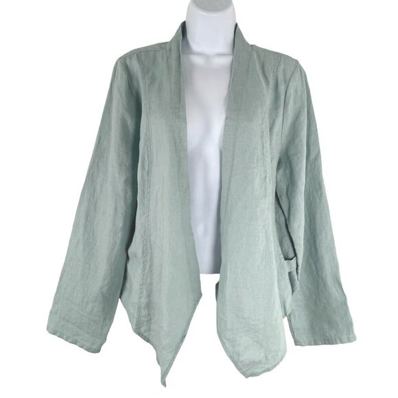 Soft Surroundings Grove Linen Jacket Medium Gray Mist Seafoam NWT CJ-1815 - Picture 1 of 10